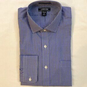 Lands' End Tailored Pinpoint Dress Shirt in No Iron Supima (NEW)